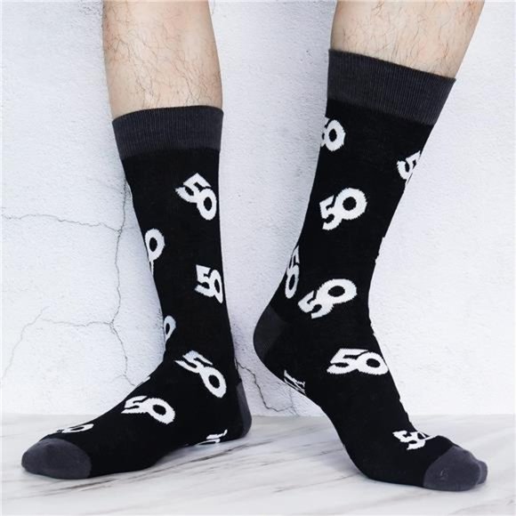 Jeasona 50th Birthday Gifts for Men Funny Fun Novelty Crazy Black Crew Socks